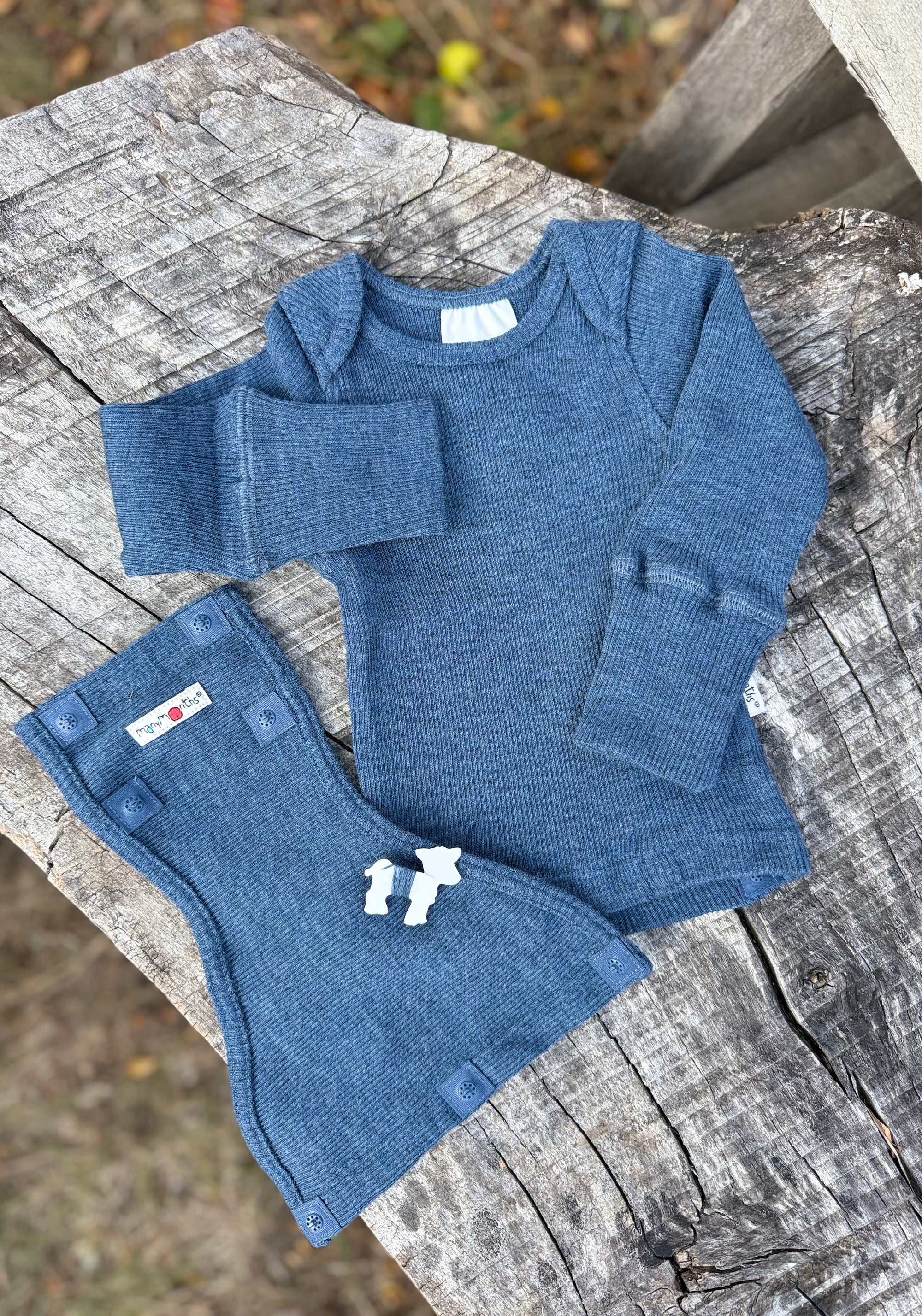 Body/Bluză (2 în 1) din lână merinos - Moondust Blue