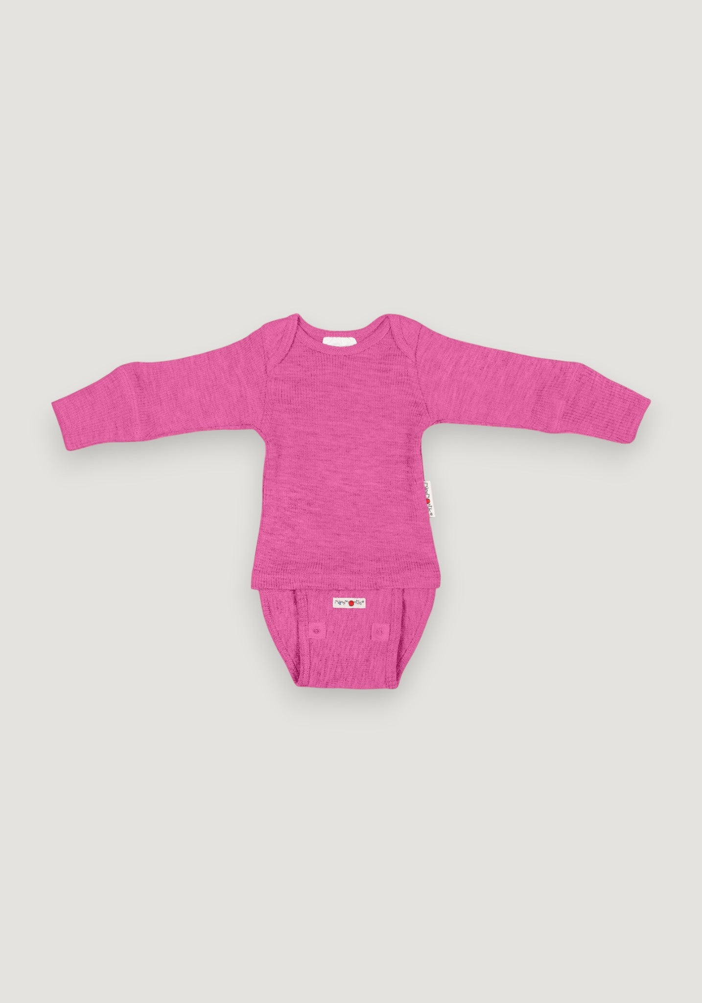 Body/Bluză (2 în 1) din lână merinos - Nebula Pink