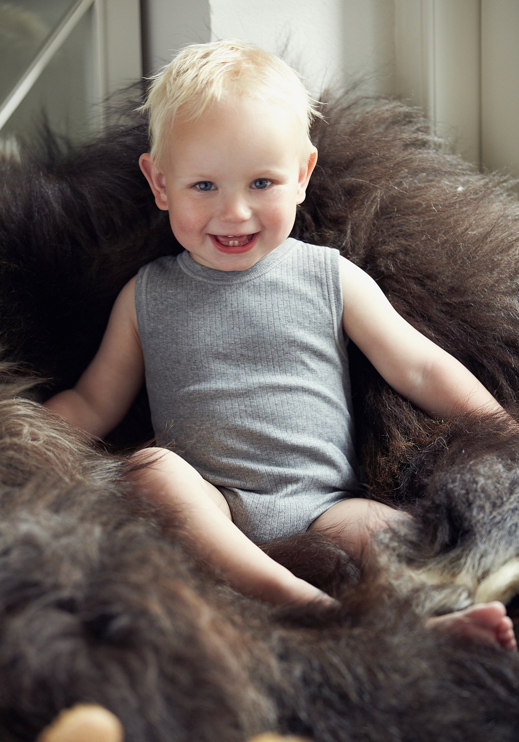 Body din lână merinos - Basic Grey