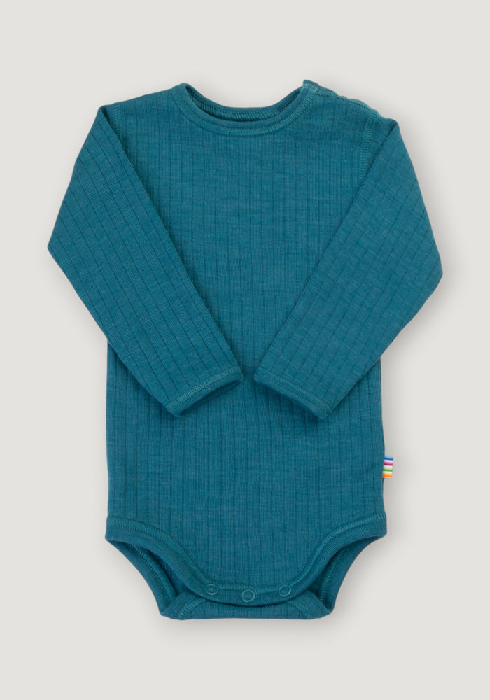 Body din lână merinos - Basic Turquoise
