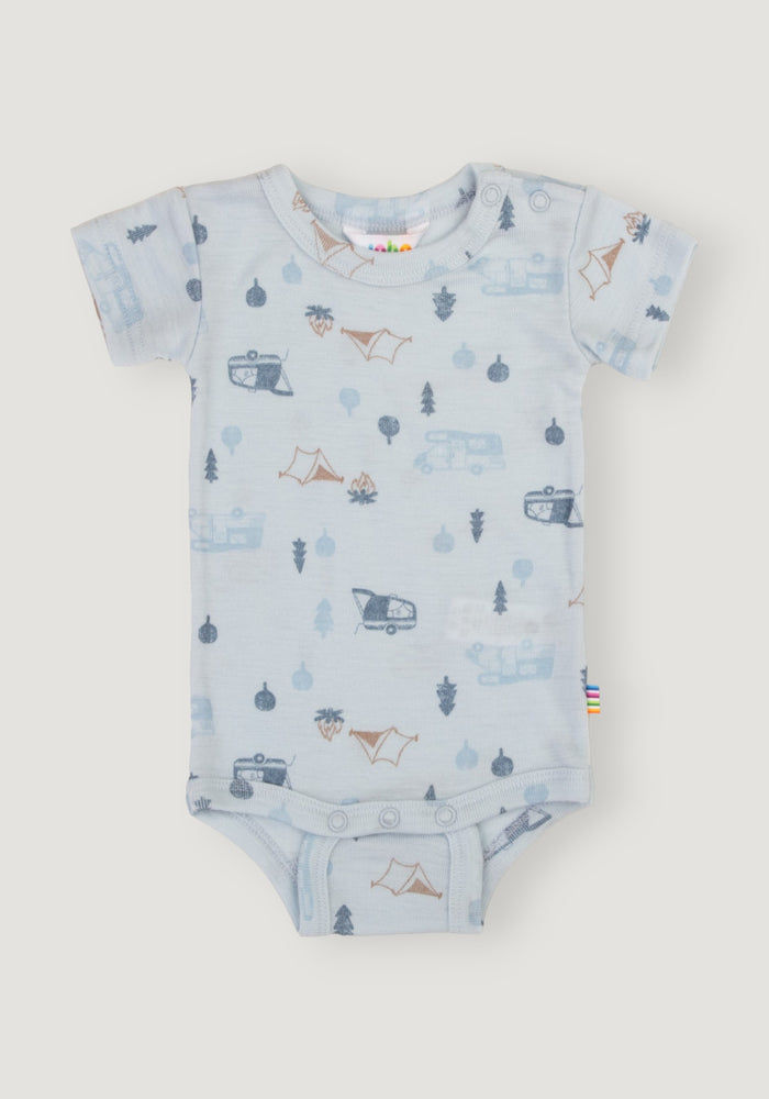 Body din lână merinos - Camping Light Blue