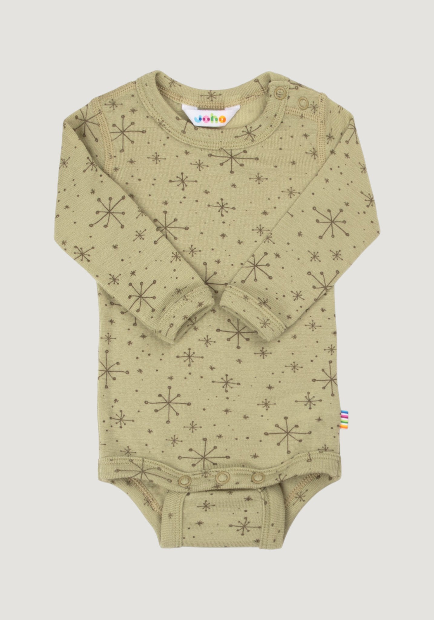 Body din lână merinos - Handdrawn Snowflake Light Olive