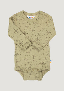 Body din lână merinos - Handdrawn Snowflake Light Olive