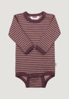 Body lână merinos - Mini Stripe Rose