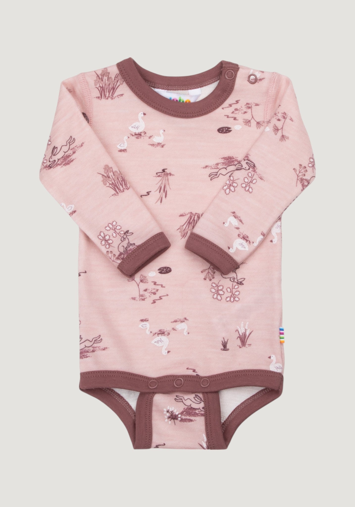 Body din lână merinos și bambus - Goose Light Pink