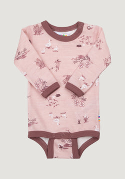Body din lână merinos și bambus - Goose Light Pink