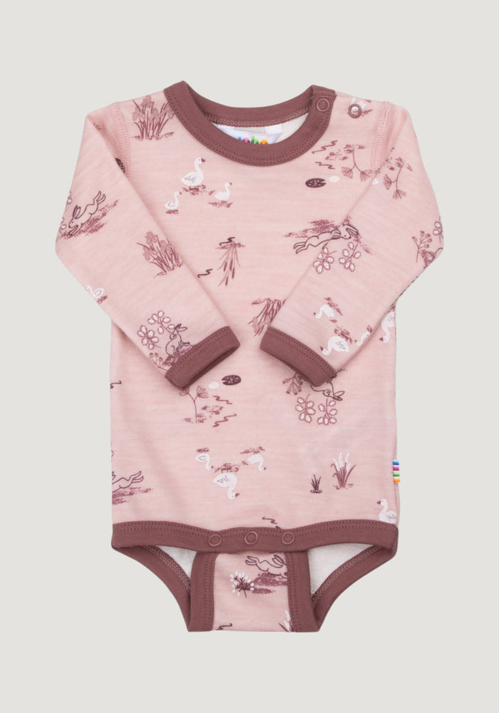 Body din lână merinos și bambus - Goose Light Pink