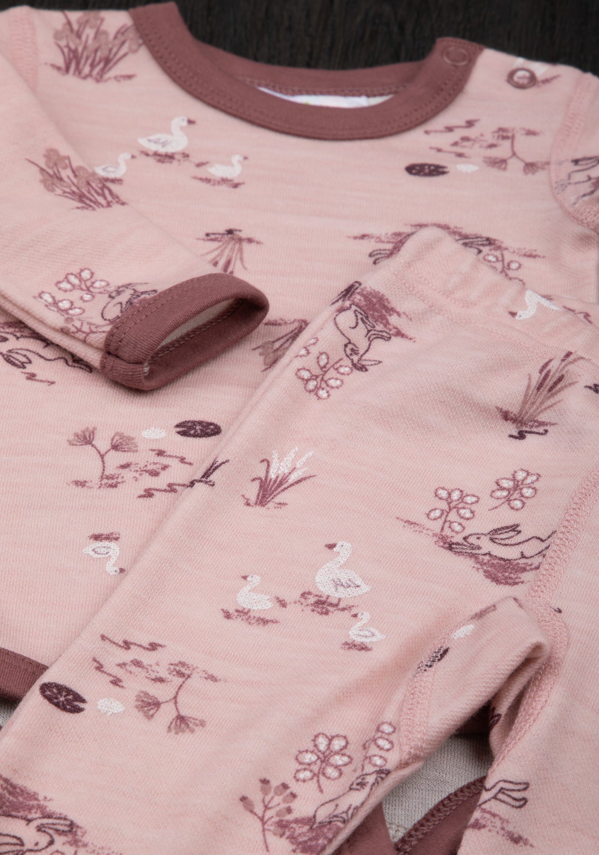 Body din lână merinos și bambus - Goose Light Pink