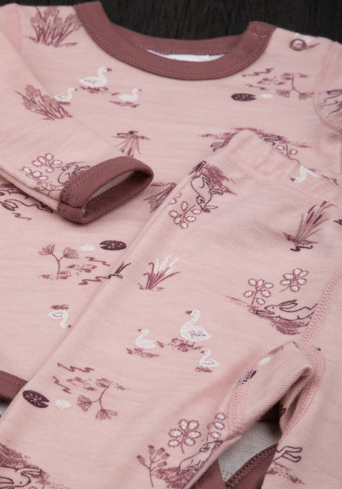 Body din lână merinos și bambus - Goose Light Pink
