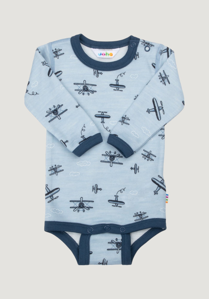 Body din lână merinos și bambus - Propeller Light Blue