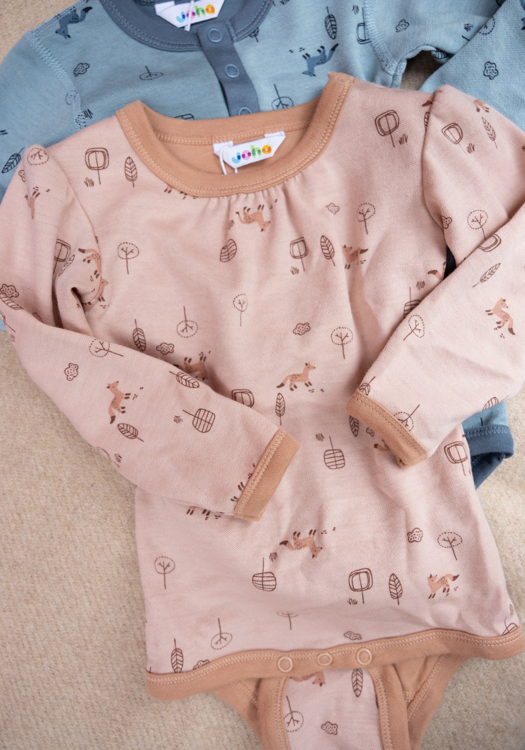 Body din lână merinos și bumbac - Fox Pink