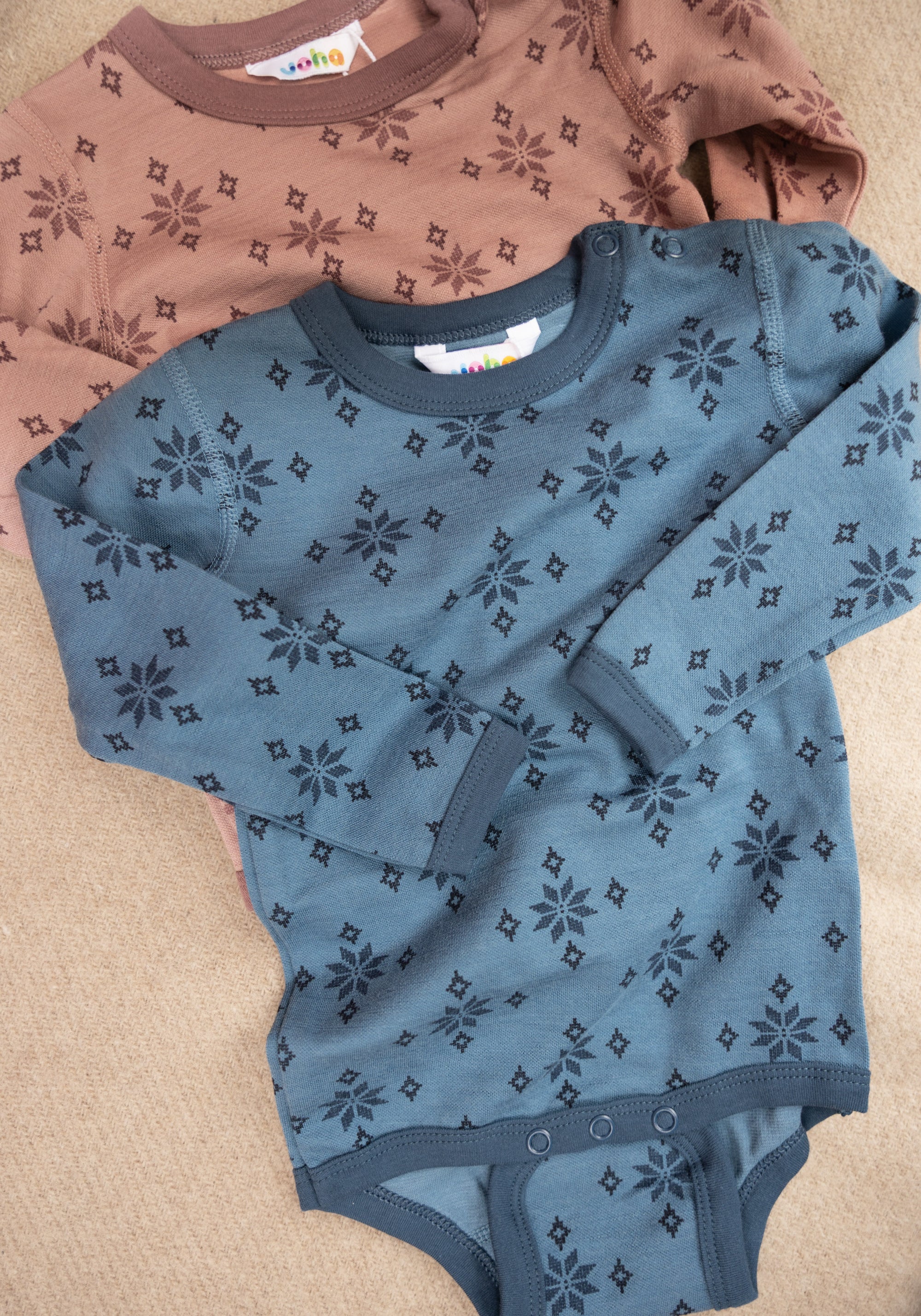 Body din lână merinos și bumbac - Ice Crystal Blue