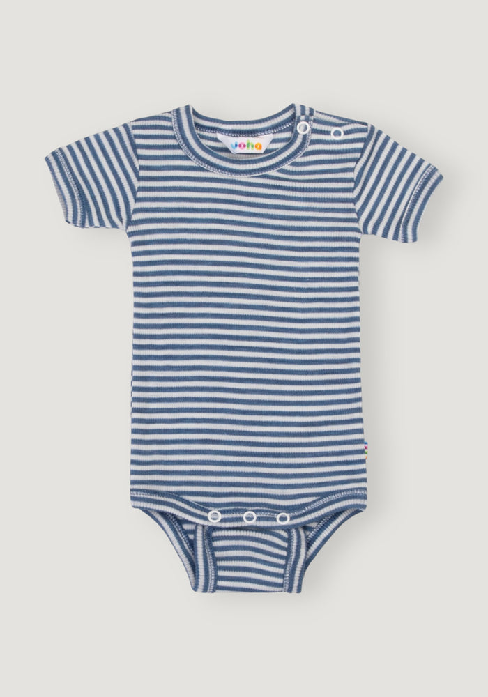 Body din lână merinos și mătase - Stripe Blue