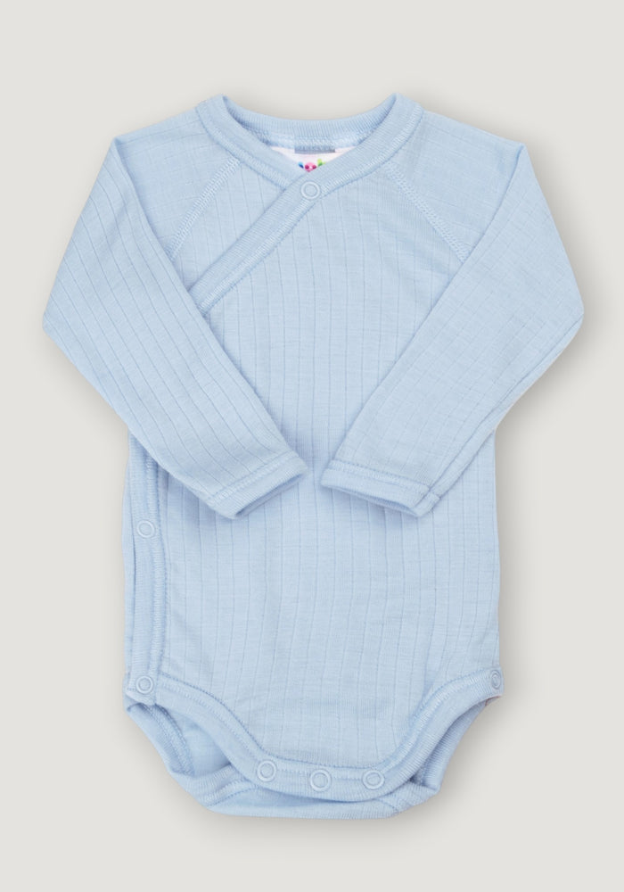 Body kimono din lână merinos - Basic Blue