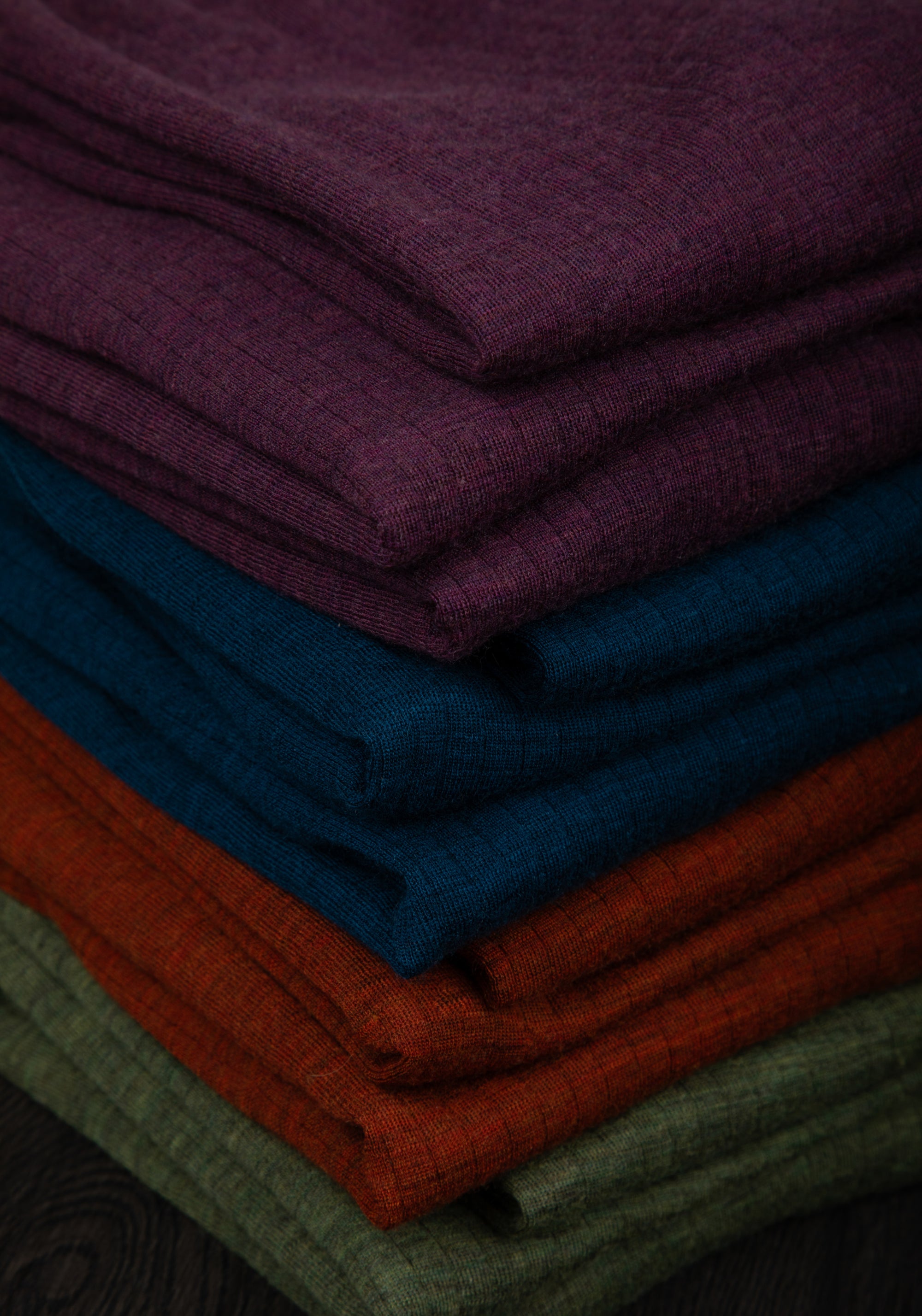 Colanți din lână merinos - Basic Plum