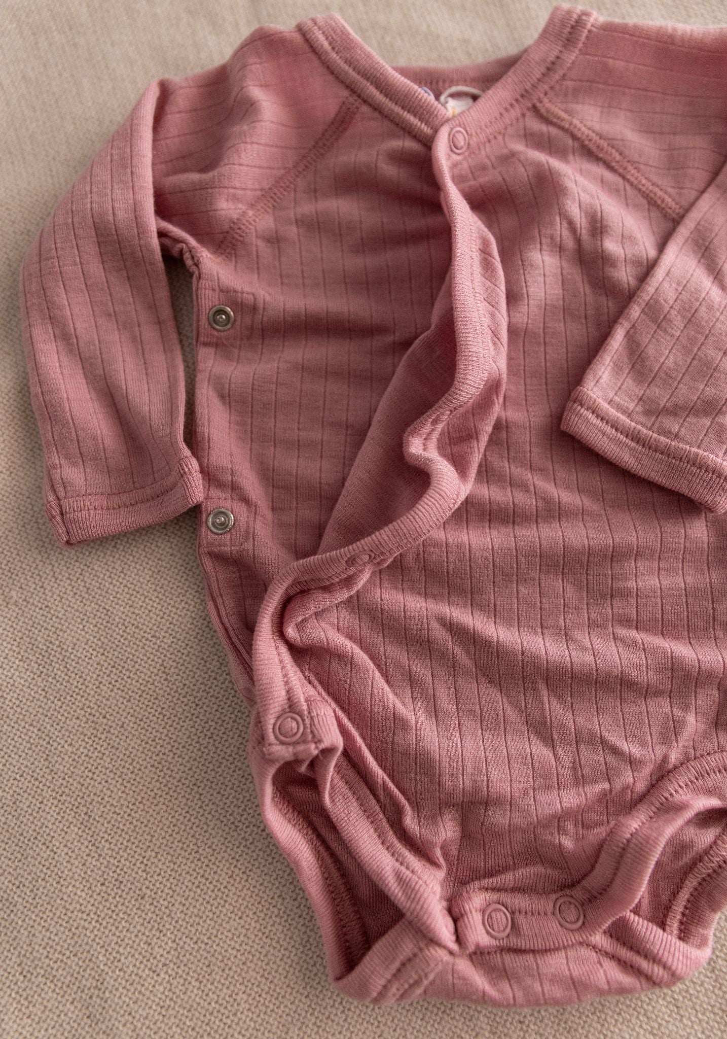 Body kimono din lână merinos - Basic Old Rose
