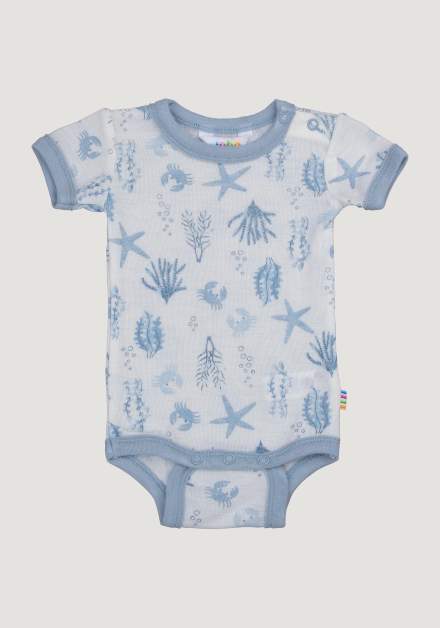 Body lână merinos - Aqua Flora Light Blue