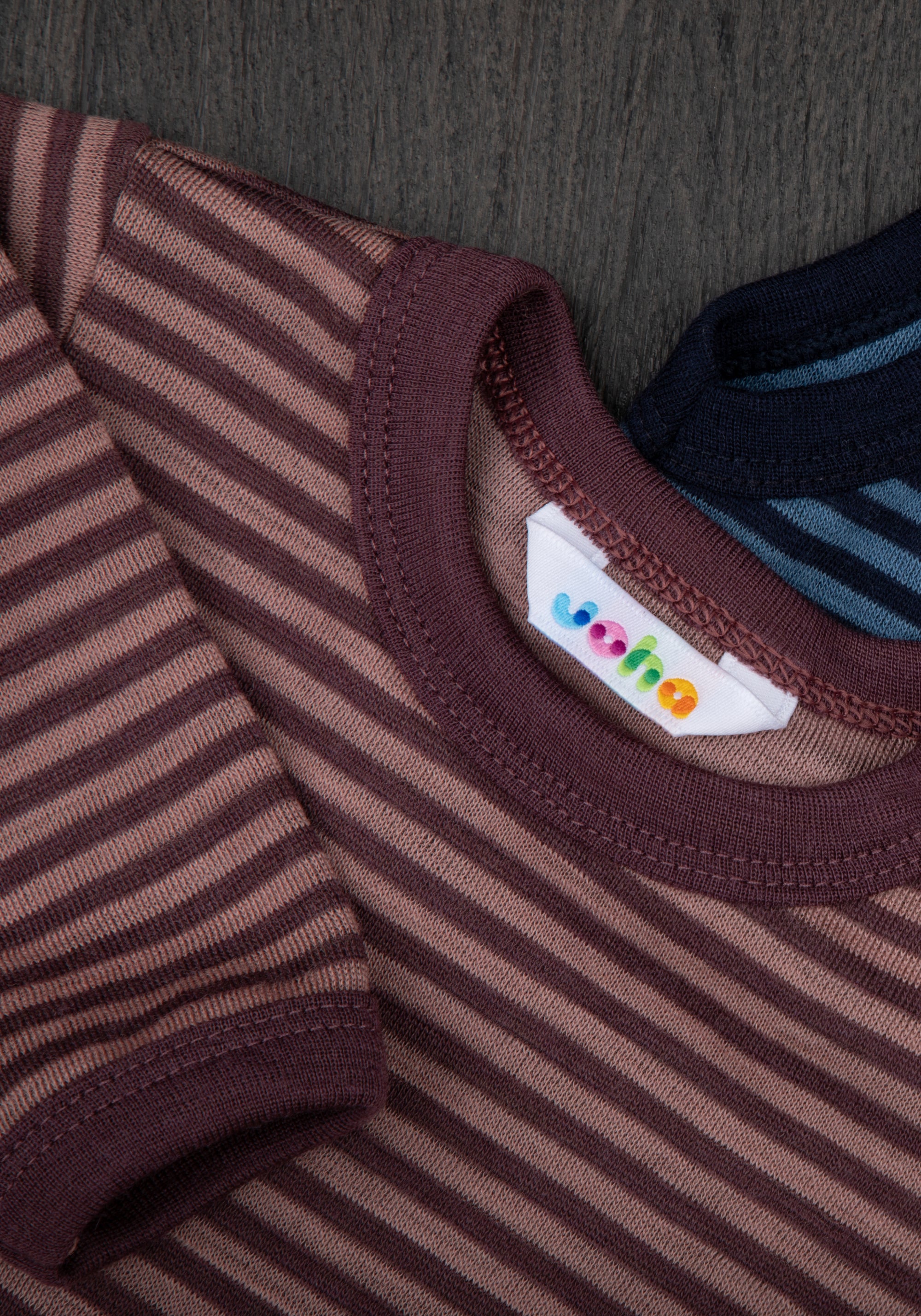 Body lână merinos - Mini Stripe Rose