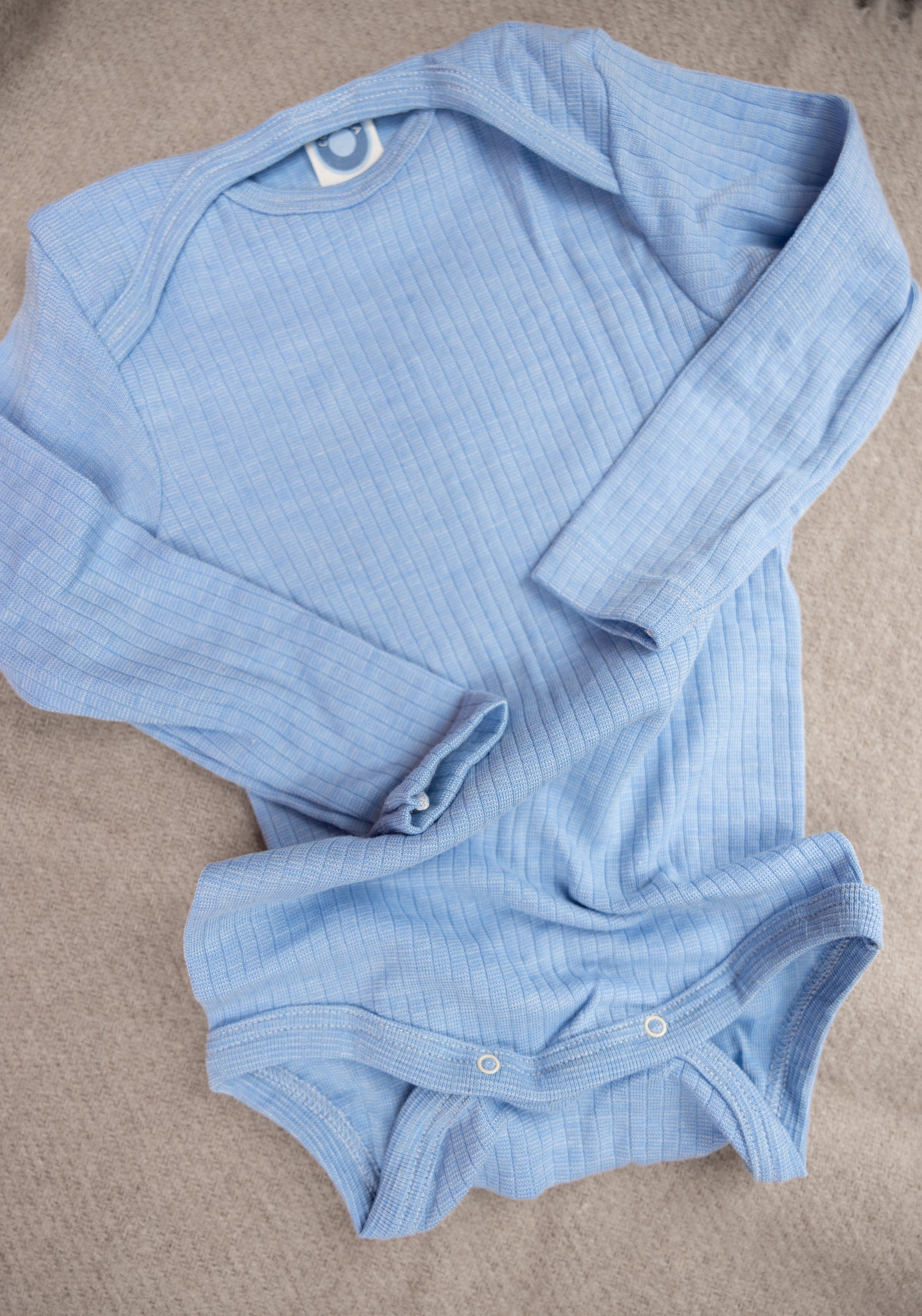 Body seamless din lână merinos, mătase și bumbac - Sky Blue