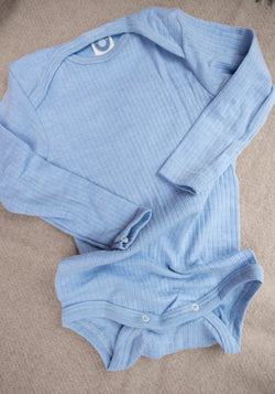 Body seamless din lână merinos, mătase și bumbac - Sky Blue