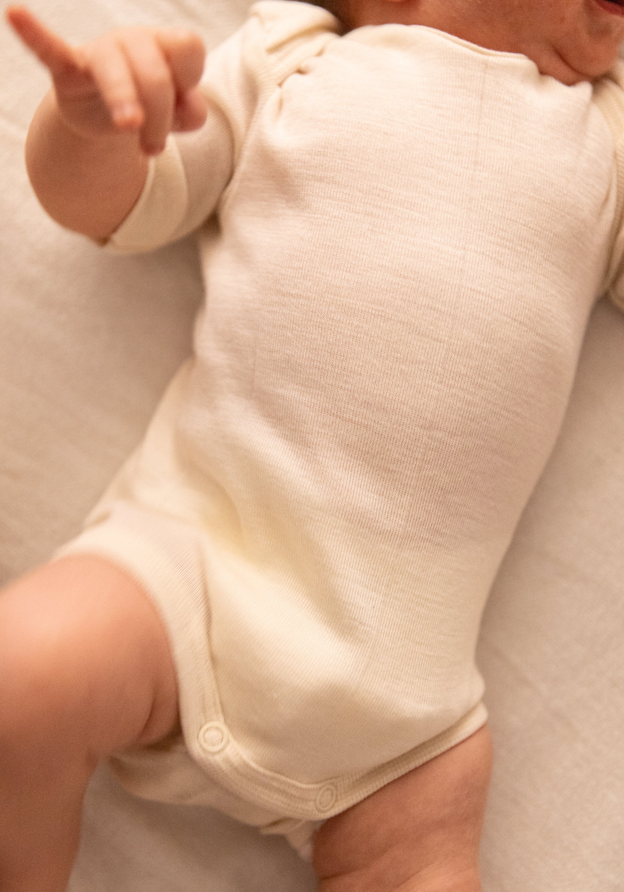Body seamless din lână merinos și mătase - Natur
