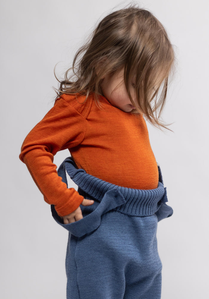 Body seamless din lână merinos și mătase - Orange