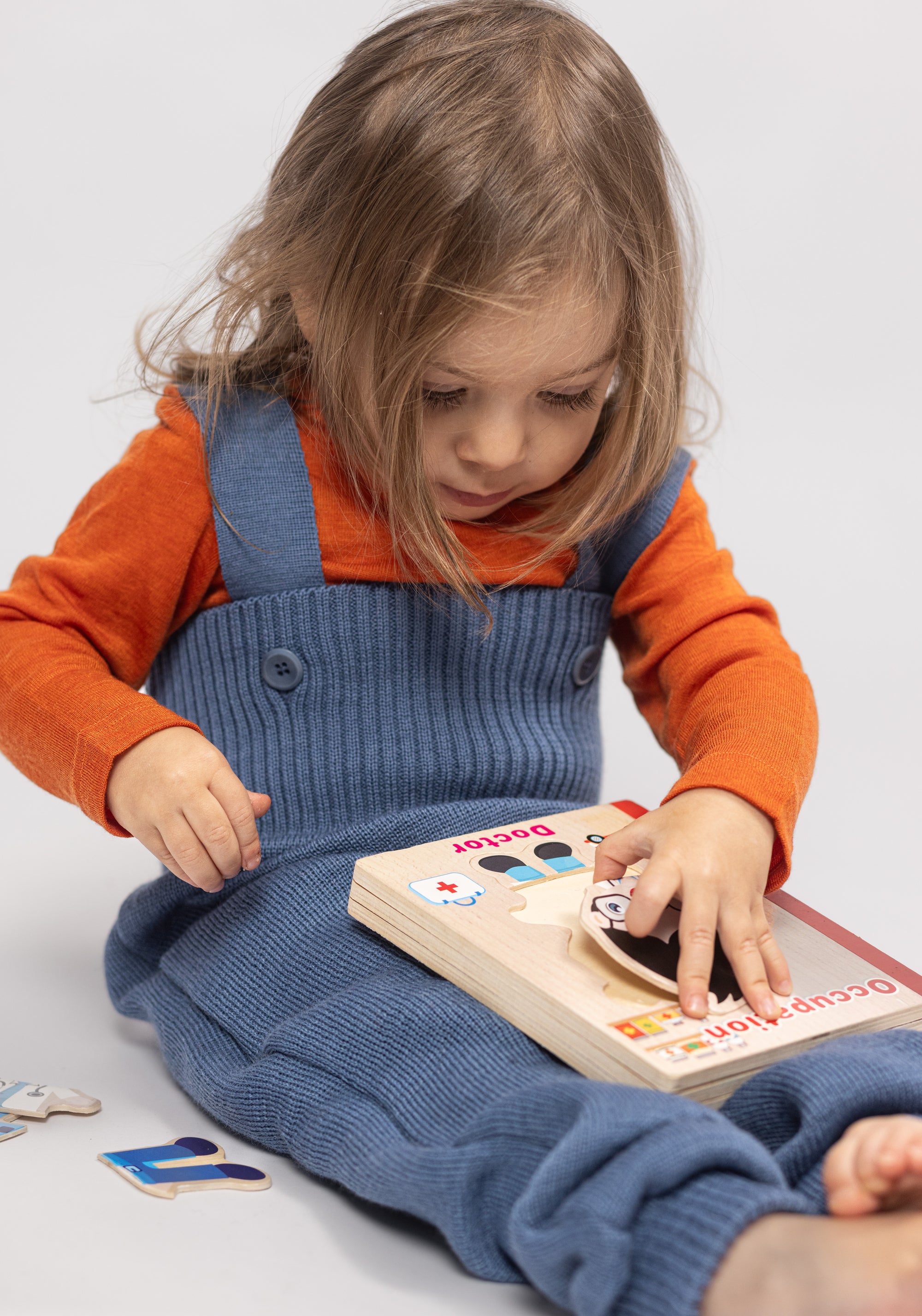 Salopetă din lână merinos - Dove Blue