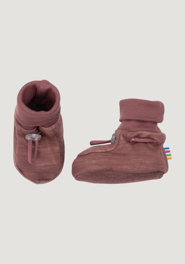 Botoșei dublați cu stopper anti-alunecare din lână merinos și bambus - Goose Dark Rose