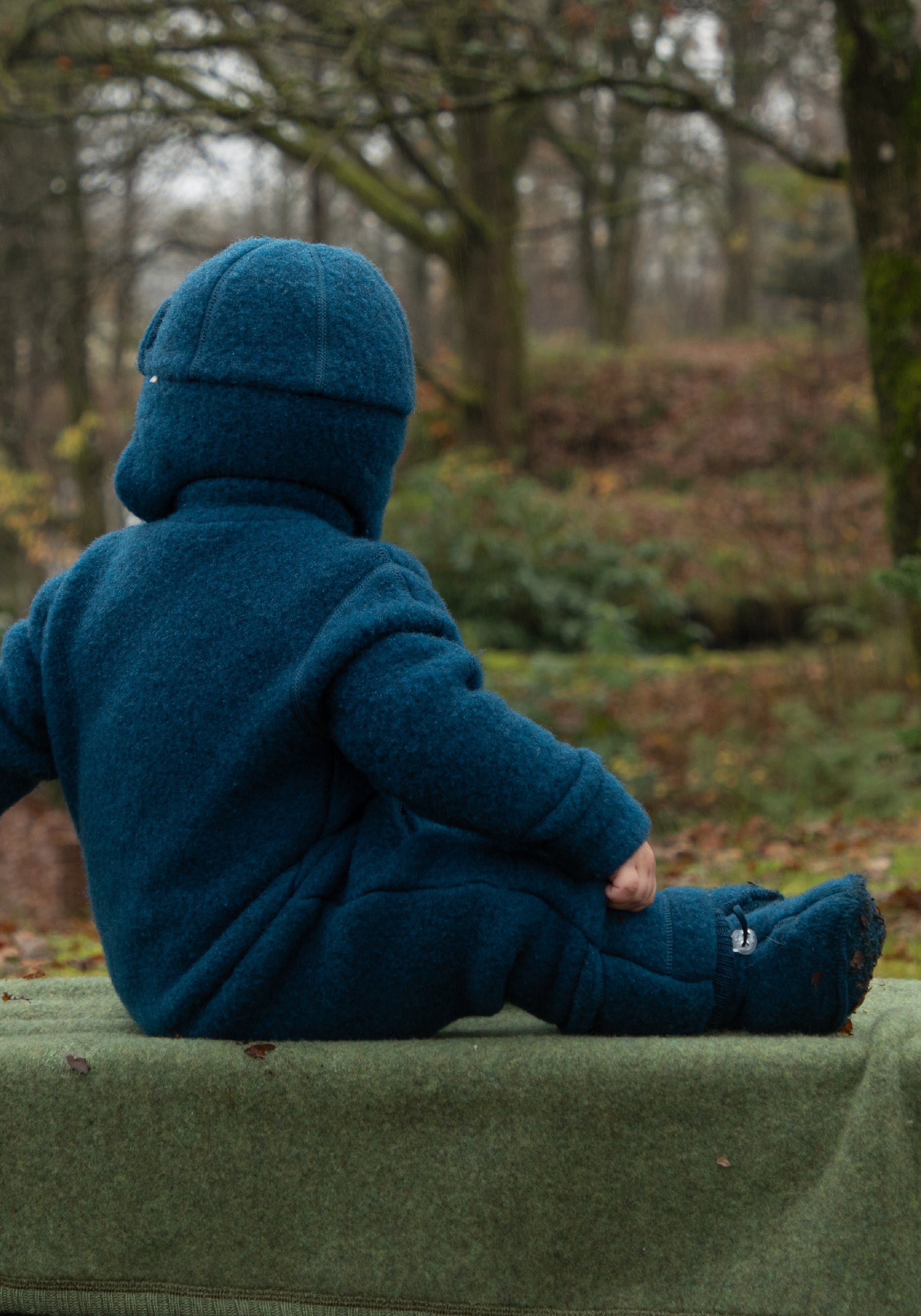 Căciulă dublată fleece din lână merinos - Dark Turquoise
