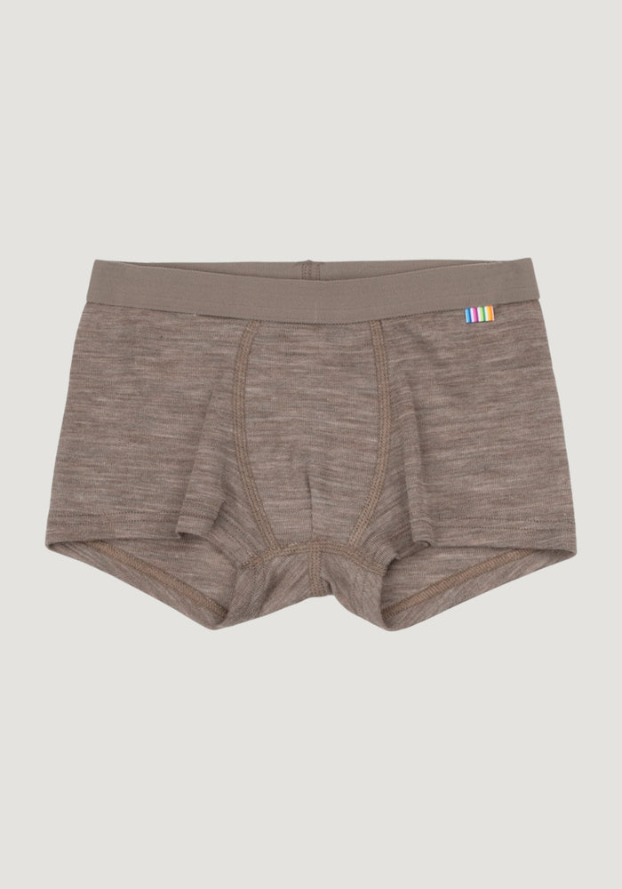 Boxeri băieți din lână merinos și mătase - Beige Melange