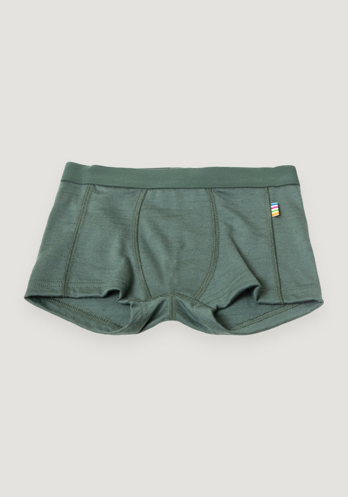 Boxeri băieți din lână merinos - Single Wool Dark Green 90
