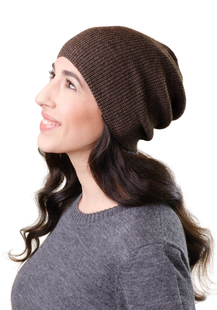 Căciulă din baby alpaca - Classic Rib Mocca Melange
