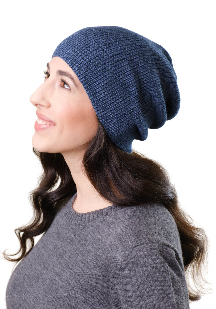 Căciulă din baby alpaca - Classic Rib Royal Blue