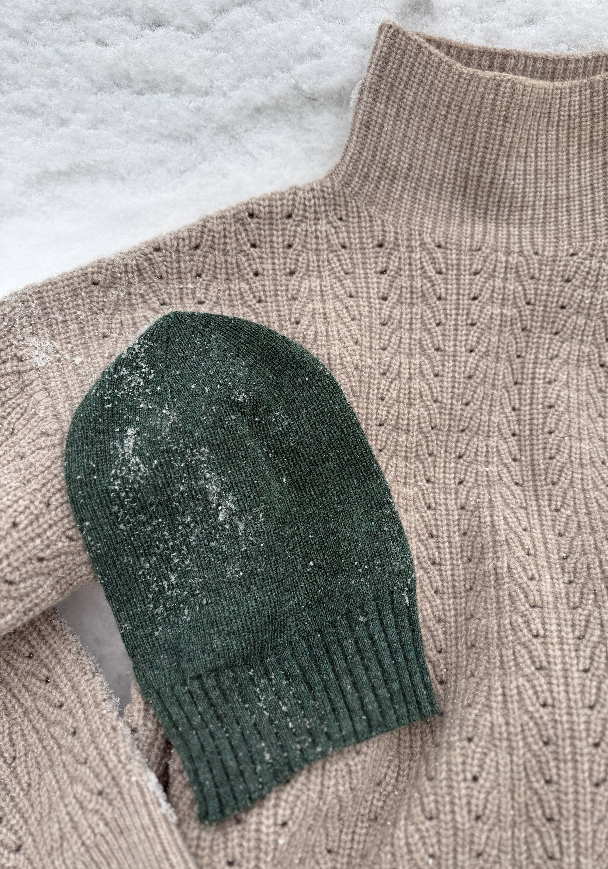 Căciulă din baby alpaca - Grey Green Melange