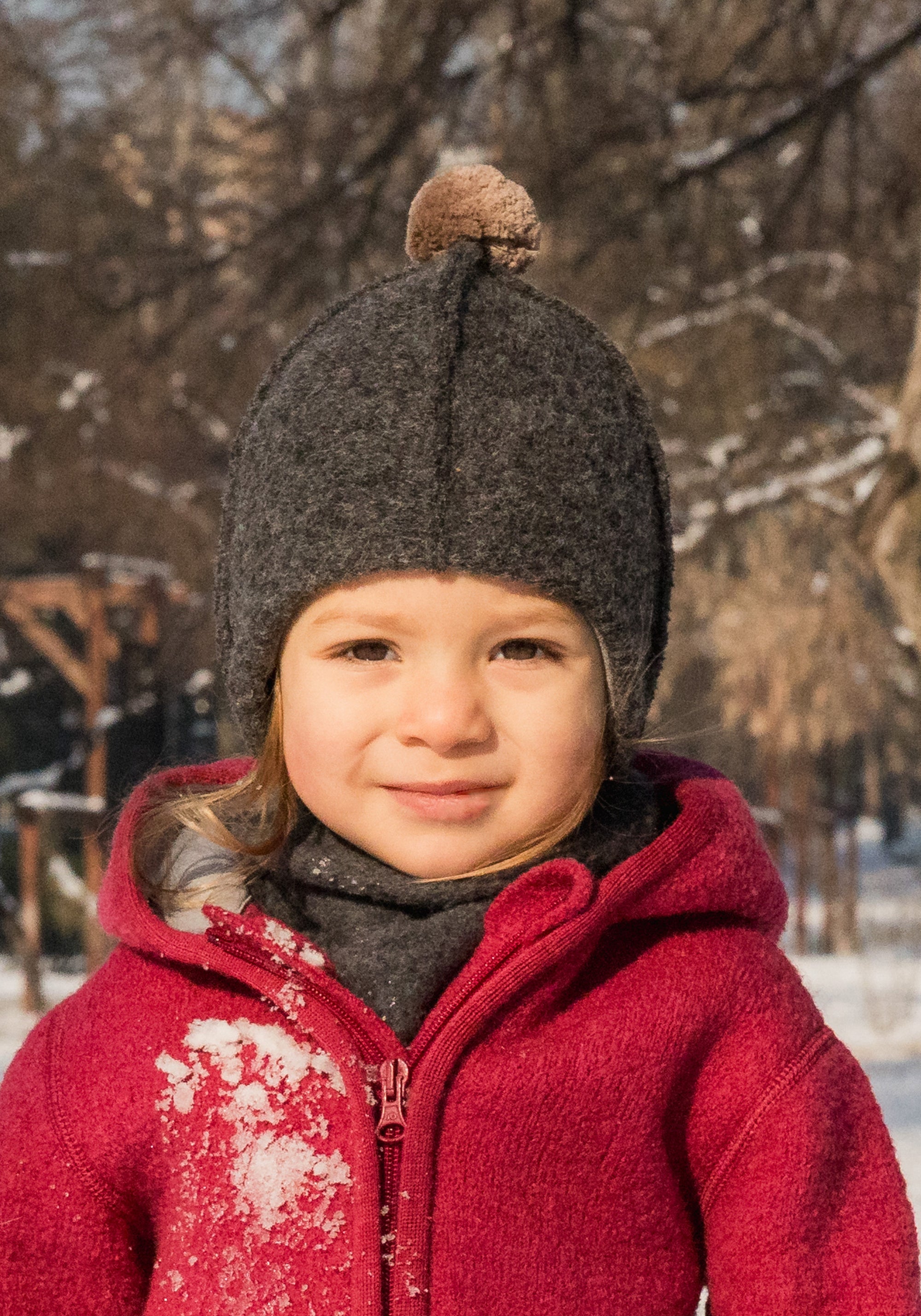 Căciulă din lână fiartă - Grey Melange