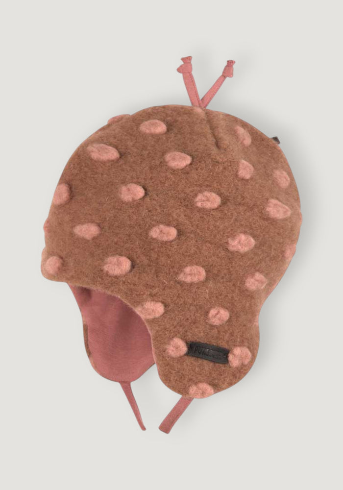 Căciulă din lână fiartă - Hazelnut Dots