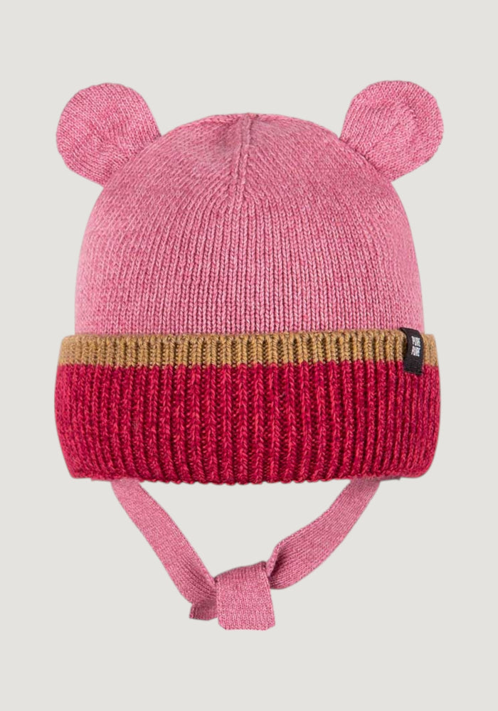 Căciulă dublată din lână merinos, mătase și bumbac - Dusty Pink