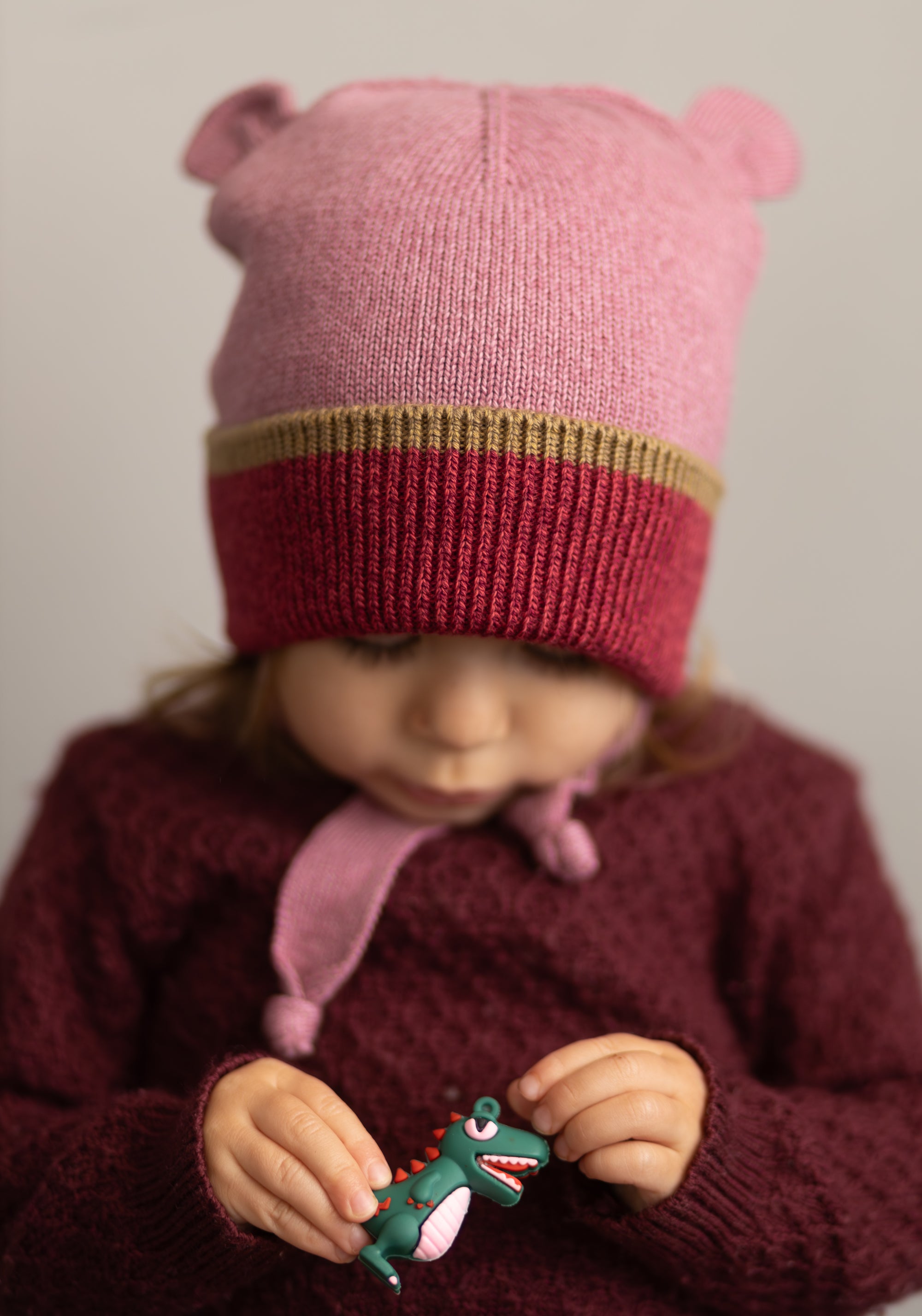 Căciulă din lână merinos, mătase și bumbac - Dusty Pink