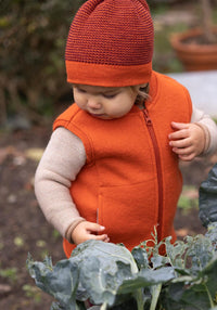 Căciulă lână merinos - Orange/Cassis Disana HipHip.ro