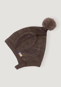 Căciulă din lână merinos și bambus - Solid Brown
