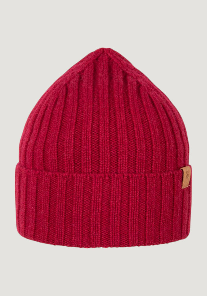 Căciulă din lână merinos și cașmir - Berry Red
