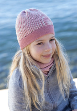Căciulă lână merinos - Soft Pink/Natural