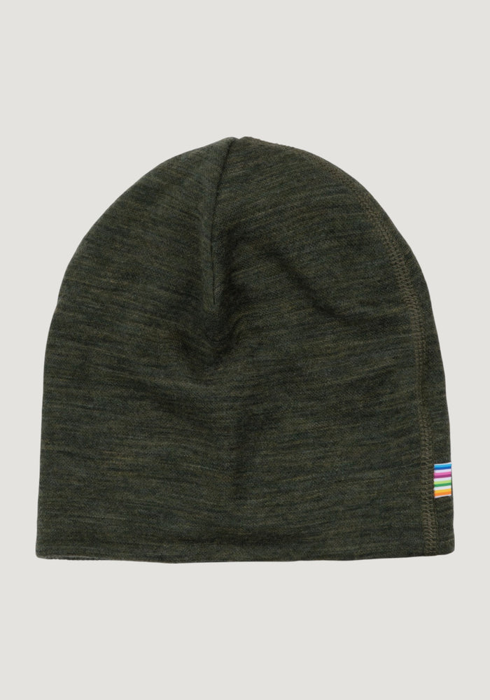 Căciulă dublată (beanie) brushed din lână merinos - Moss Green