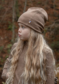 Căciulă dublată (beanie) brushed din lână merinos - Warm Brown