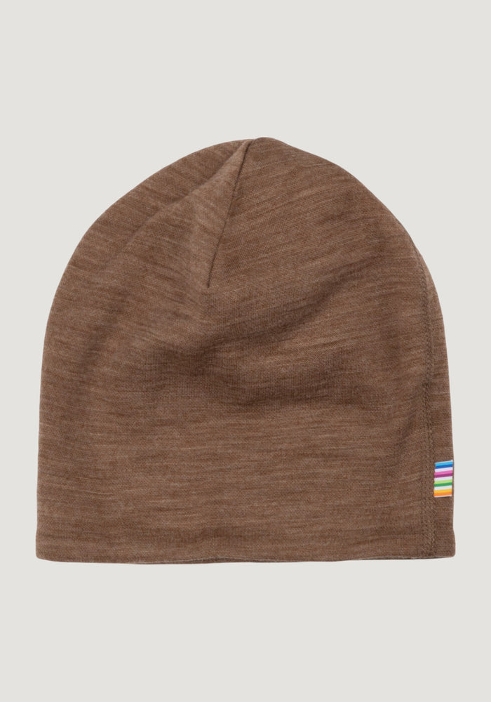 Căciulă dublată (beanie) brushed din lână merinos - Warm Brown