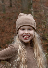Căciulă dublată (beanie) brushed din lână merinos - Warm Brown
