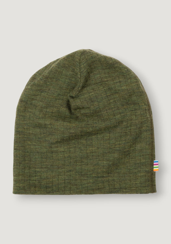 Căciulă dublată din lână merinos - Basic Dark Olive 50 cm