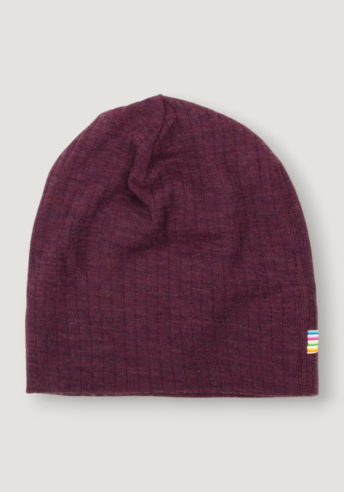 Căciulă dublată din lână merinos - Basic Plum 50 cm