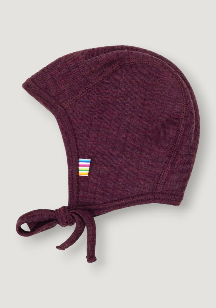 Căciulă dublată din lână merinos - Basic Plum 37 cm