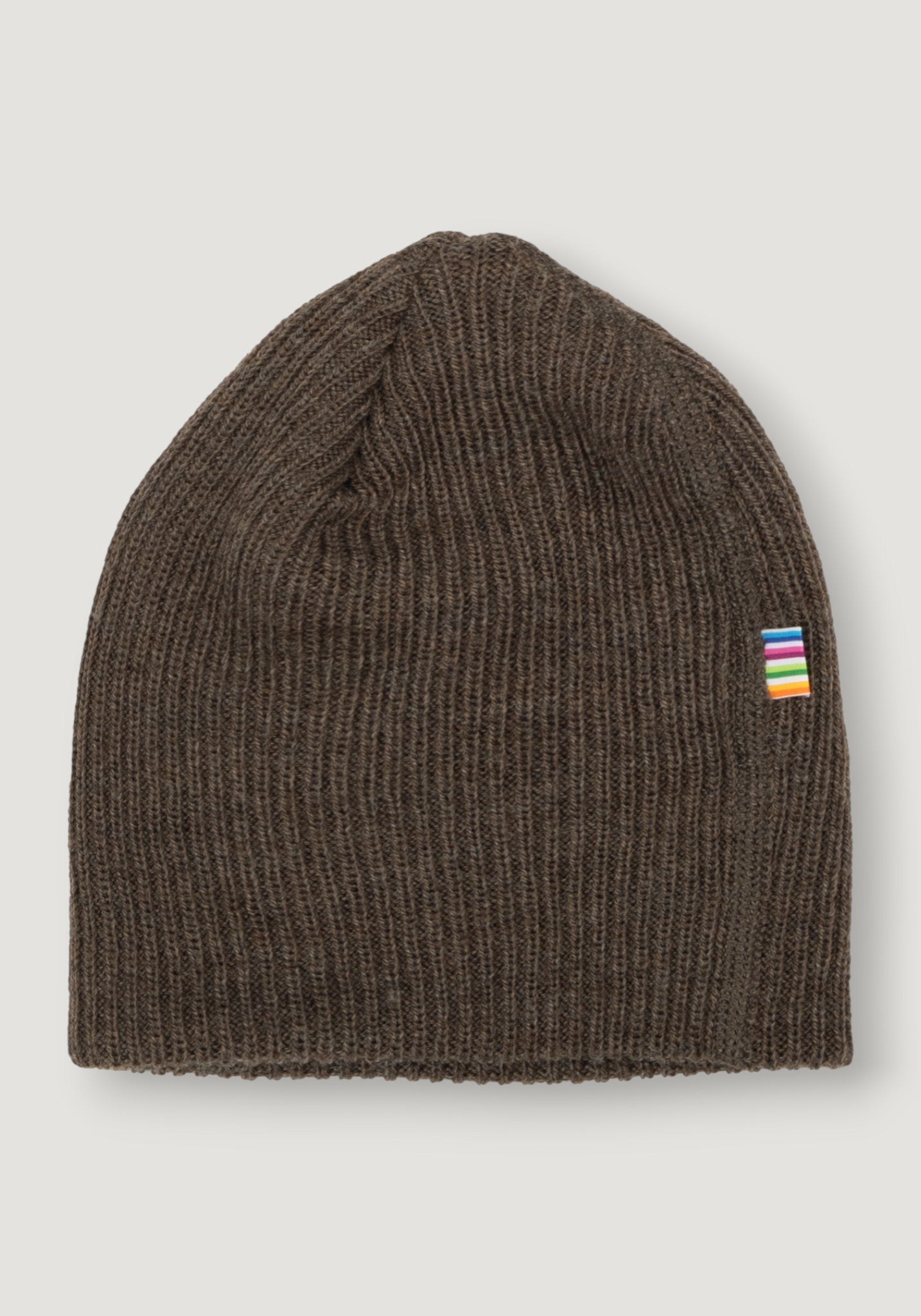 Căciulă dublată din lână merinos - Rib Dark Brown 52 cm